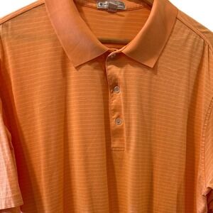 Peter Millar Mens XL Orange Micro Stripe Golf Cotton Short Sleeve Polo Shirt
